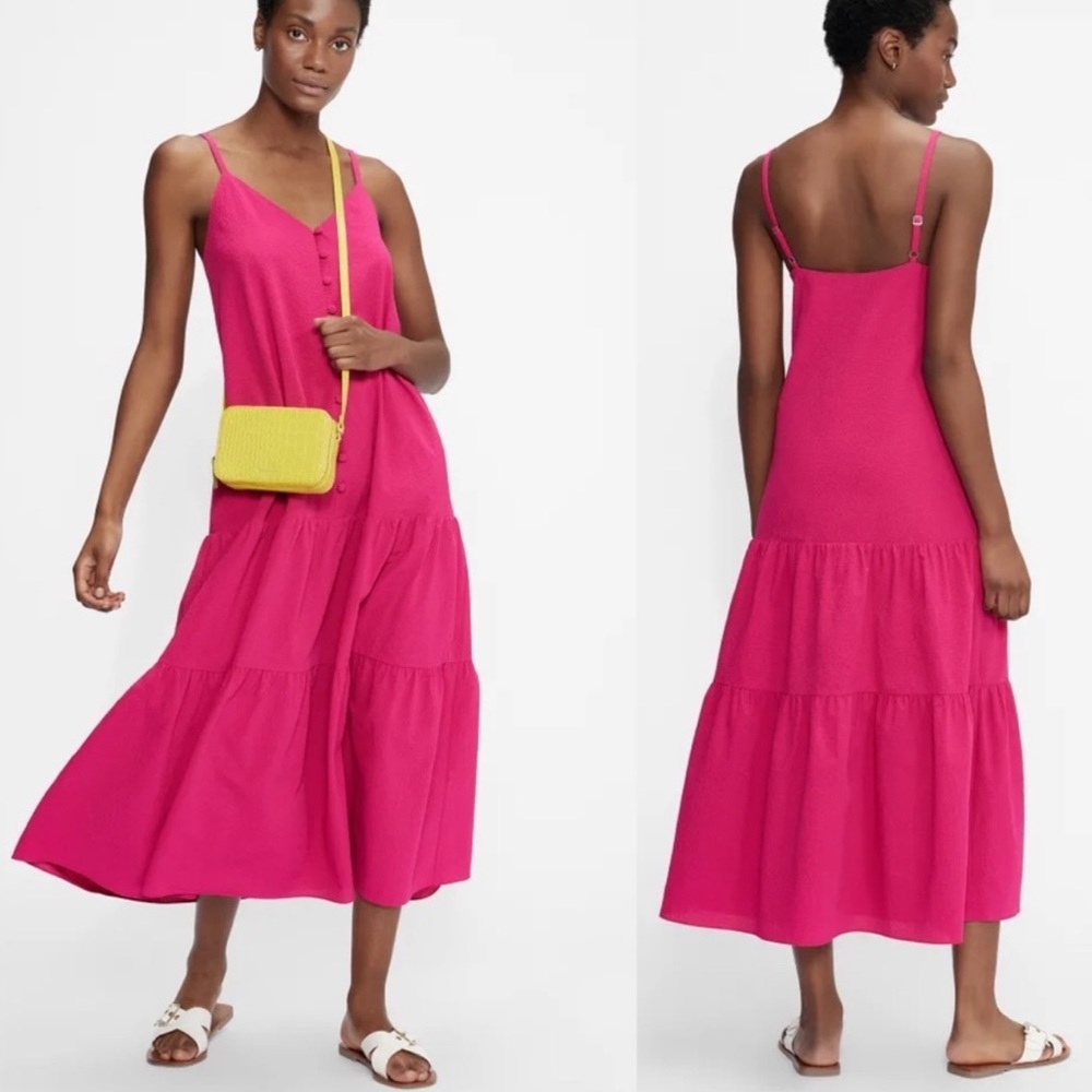 Ted Baker Hot Pink Tiered Midi Dress